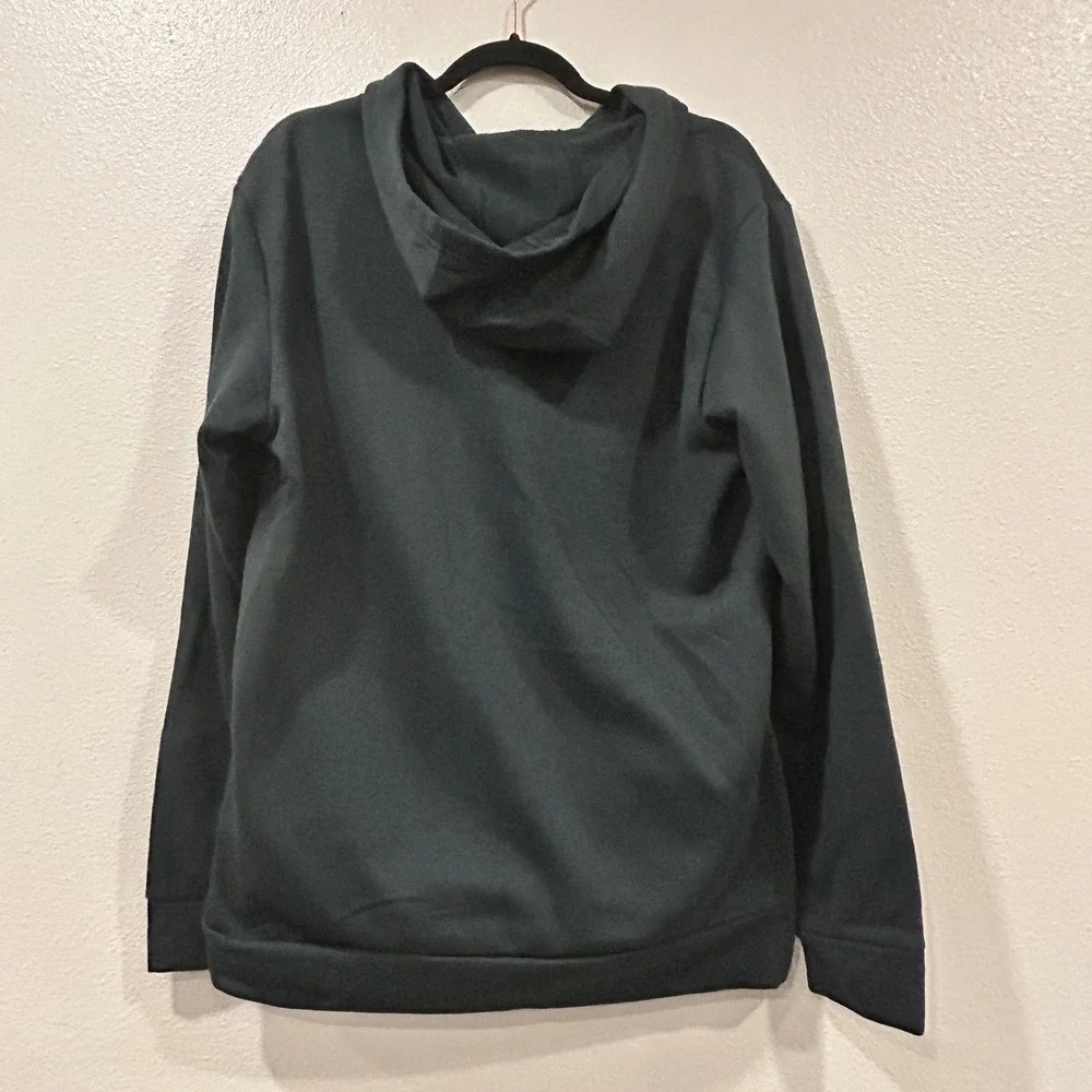 Adidas Fleece Hoodie Dark Green Zip Chest Pocket Pullover Men's Size Large‎ L